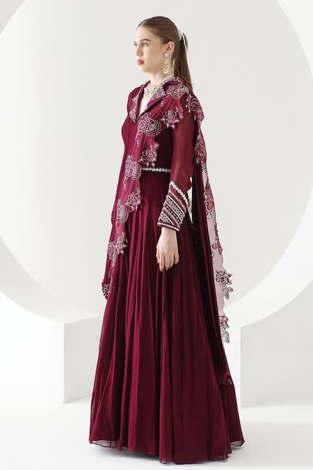 Mehak Talreja Couturre Tara Rosette Embroidered Draped Anarkali With Dupatta 