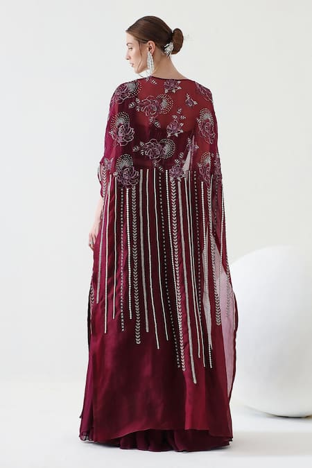 Mehak Talreja Couturre Koyal Flora Embroidered Draped Skirt & Cape Set 