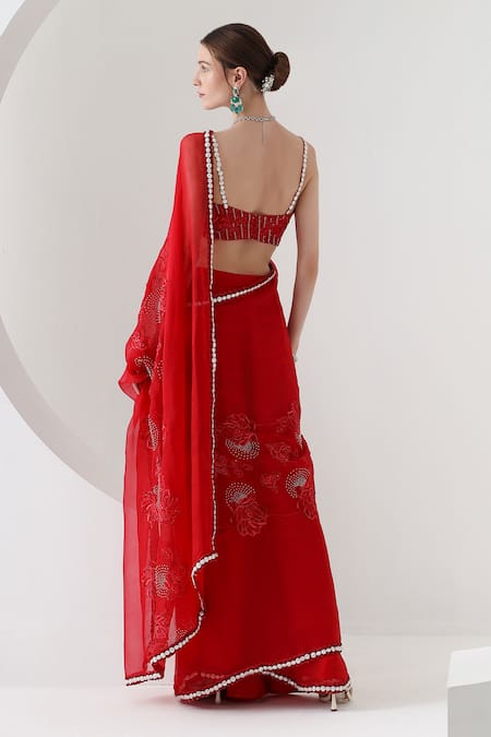 Mehak Talreja Couturre Bloom Embroidered Pre-Draped Saree With Blouse 