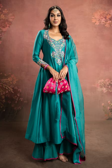 The Aarya Bodice Hand Embroidered Anarkali Palazzo Set 