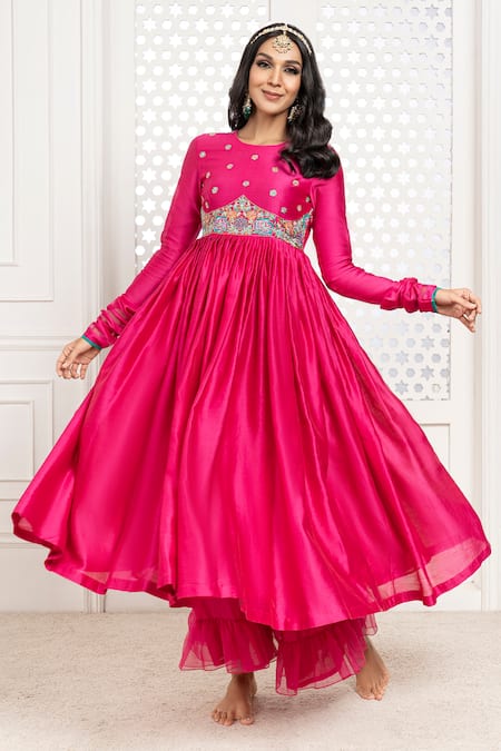 Buy The Aarya Pink Chanderi, Viscose, Organza Zari, Sequins Bodice Work Anarkali Palazzo Set Online at Aza Fashions Buy_The Aarya_Pink Chanderi, Viscose, Organza Zari, Sequins Bodice Work Anarkali Palazzo Set _Online_at_Aza_Fashions