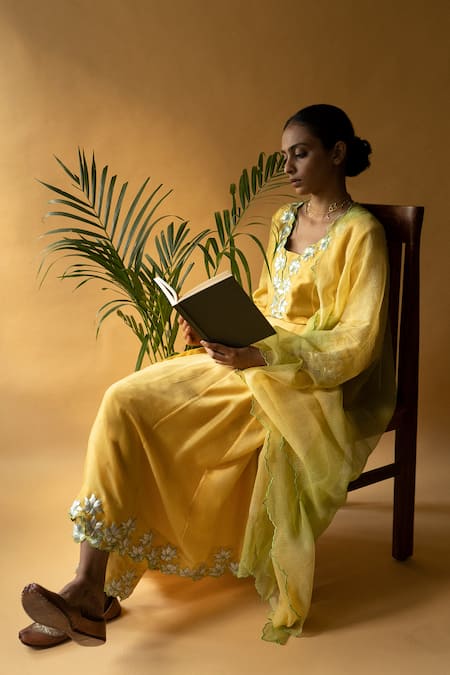 Apeksha Jain Label Embroidered Kalidar Kurta Pant Set 