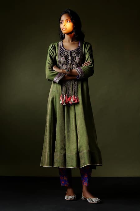 Pooja Singhal Hand Woven Tissue Anarkali Pant Set 