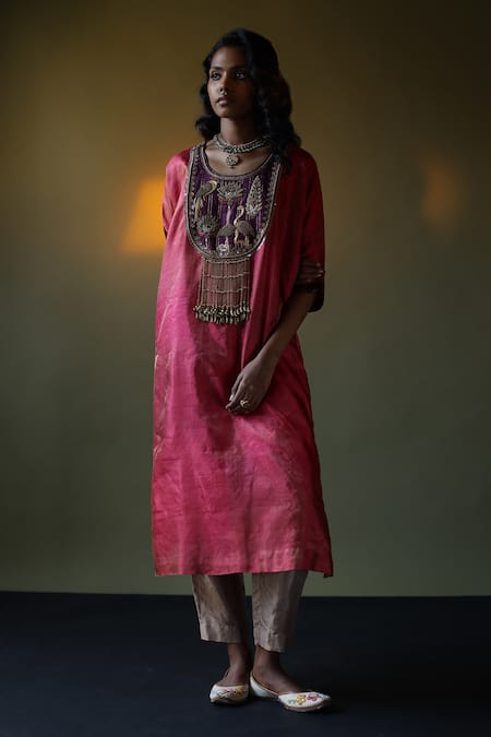 Pooja Singhal Embroidered Tissue Kurta Pant Set 