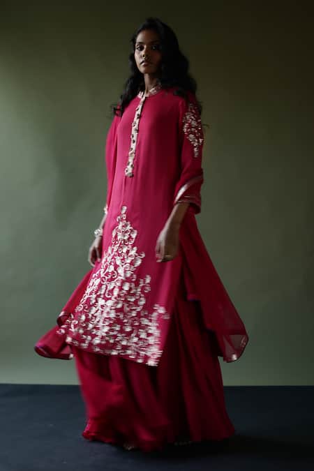 Pooja Singhal Bloom Sequin Work Kurta Gharara Set 