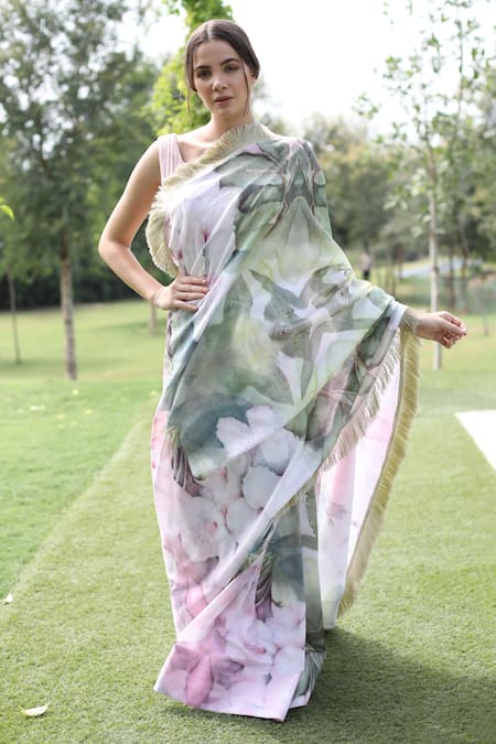 Swatee Singh Floral Print Saree With Blouse 