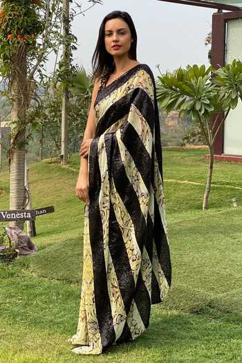 Swatee Singh Printed & Embroidered Saree With Blouse 