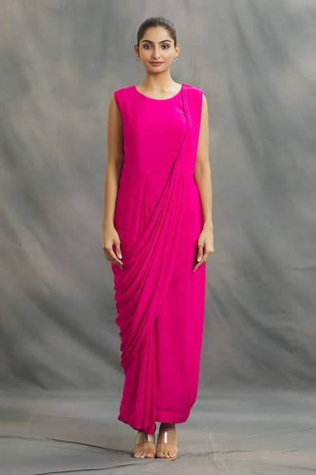 Buy Draped Maxi Dress Usa/lavender Layered Maxi Dress/ Draped Saree Dress  With Hand Embroidery Belt /pre Draped Saree Gown /dress With Belt Online in  India - Etsy