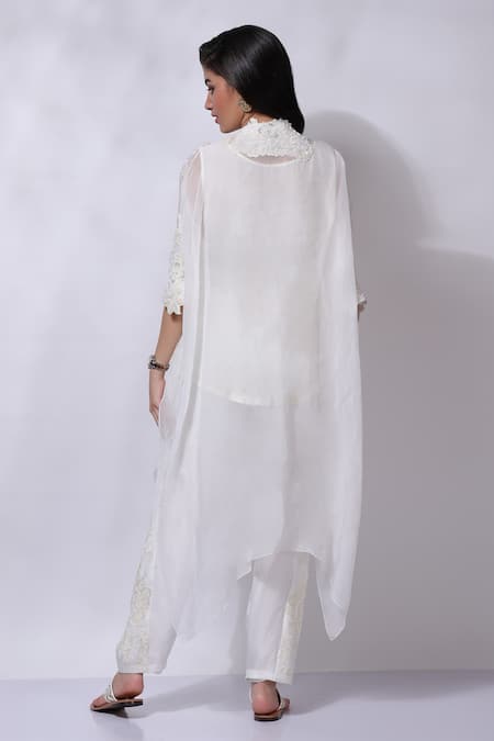 Sonali Gupta Embroidered Poncho Kurta Pant Set 