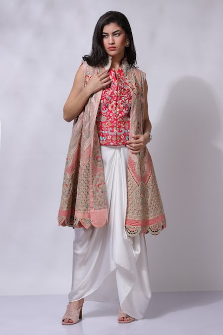 Sonali Gupta Aari Embroidered Jacket Skirt Set 