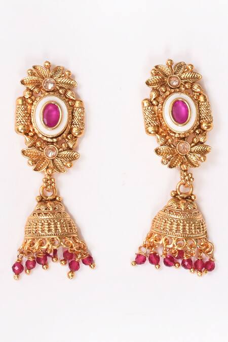 Buy_BelsI'S_Pink Diamonds, Pearls, Stones Embellished Choker Necklace Set_Online_at_Aza_Fashions