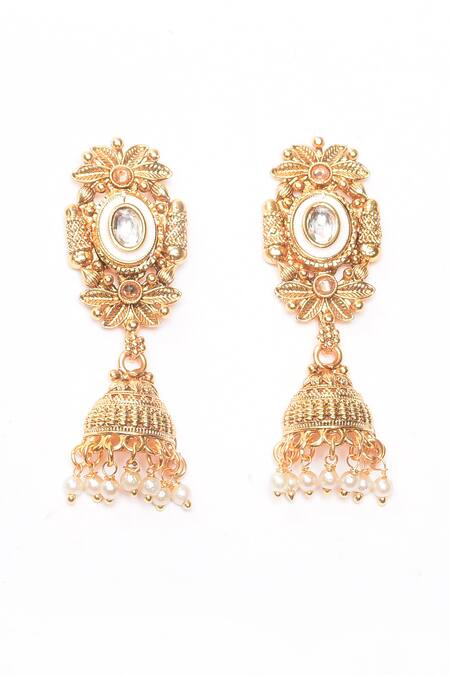 Shop_BelsI'S_White Diamonds, Pearls Embellished Choker Necklace Set_Online_at_Aza_Fashions