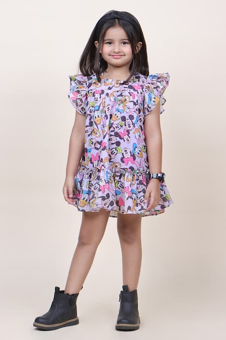 Mickey Mouse Family by Wear Your Mind Girl's Cotton A-Line Knee-Length Dress  (DMFGD018.20_Red_3-4Y) : Amazon.in: Clothing & Accessories