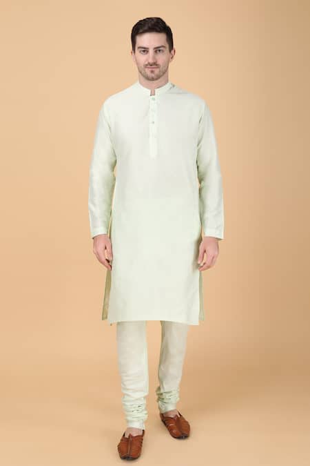 Buy_Manish Nagdeo_Green Silk, Cotton Embroidery Floral Printed Bundi And Kurta Set _Online_at_Aza_Fashions