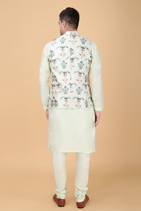 Manish Nagdeo Floral Printed Bundi & Kurta Set 