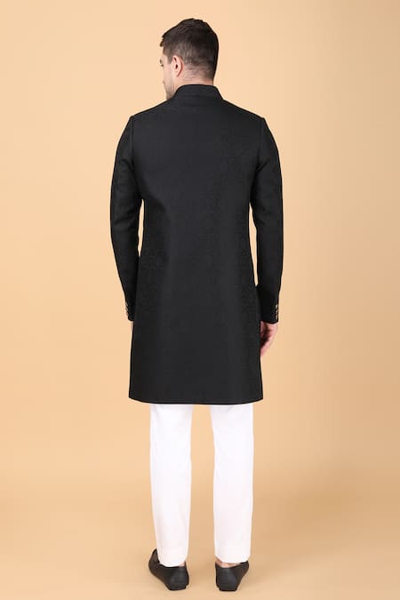 Manish Nagdeo Brocade Pattern Sherwani With Pant 