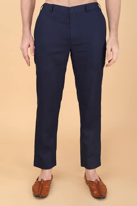 Manish Nagdeo_Blue Silk Embroidery Motif Hand Bundi Kurta Set _Online_at_Aza_Fashions