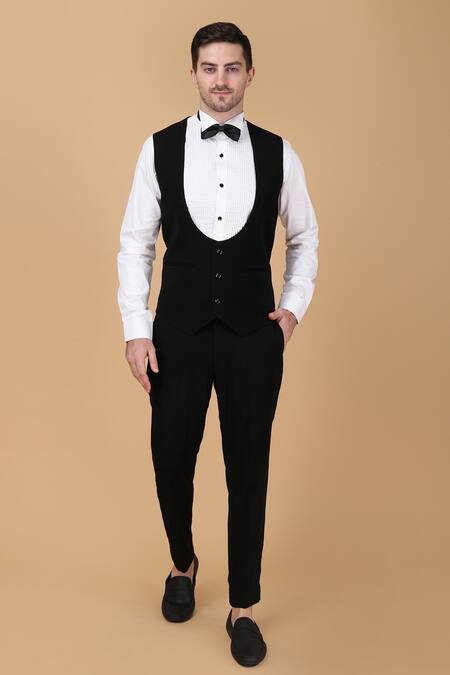 Manish Nagdeo_Black Velvet Tuxedo And Trouser Set _Online_at_Aza_Fashions