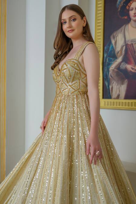 Gold taffeta dress best sale