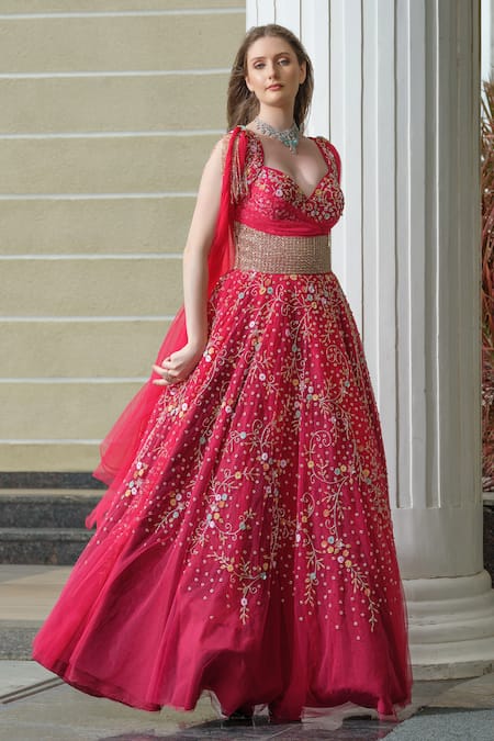 Tamaraa By Tahani Cut Dana & Sequin Embroidered Gown 