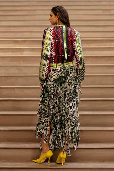 Shop AK-OK Multi Color Silk Sequins, Embroidery 3d Floral Embellished Bomber Jacket at Aza Fashions Shop_AK-OK_Multi Color Silk Sequins, Embroidery 3d Floral Embellished Bomber Jacket _at_Aza_Fashions