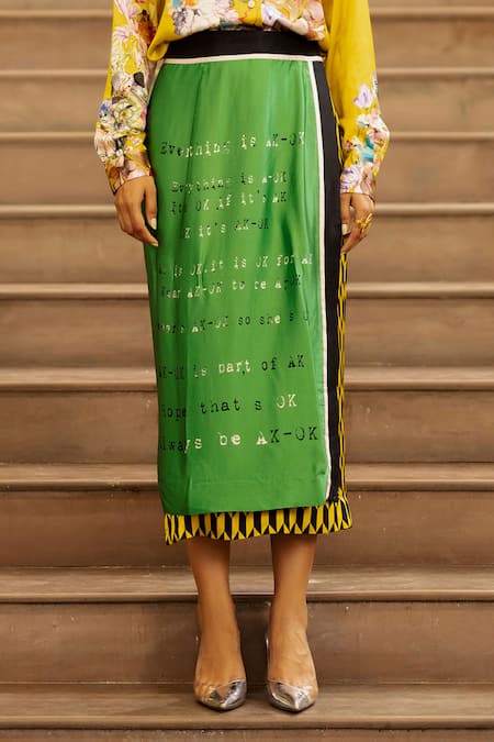 Shop AK-OK Yellow Silk Embroidery Shawl Neck Wrap Skirt With Shirt Online at Aza Fashions Shop_AK-OK_Yellow Silk Embroidery Shawl Neck Wrap Skirt With Shirt _Online_at_Aza_Fashions