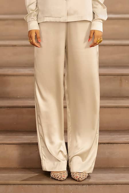 Buy AK-OK Grey Silk Piping Collared Lapel Shirt And Pant Set Online at Aza Fashions Buy_AK-OK_Grey Silk Piping Collared Lapel Shirt And Pant Set _Online_at_Aza_Fashions