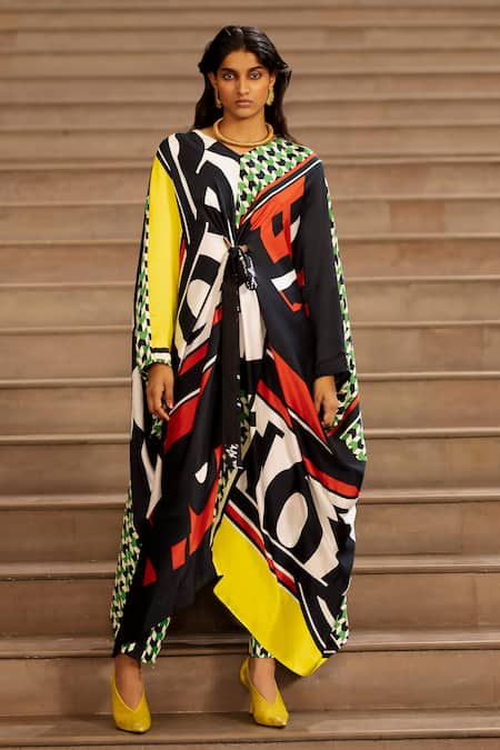 AK-OK Graphic Print Kaftan With Pant 
