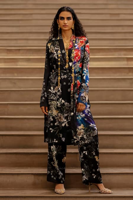 AK-OK Floral Print Robe & Pant Set 