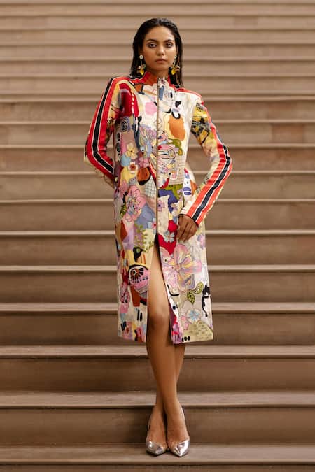 Buy_AK-OK_Multi Color Cotton Embroidery Bandeau Neck Thread Jacket _Online_at_Aza_Fashions