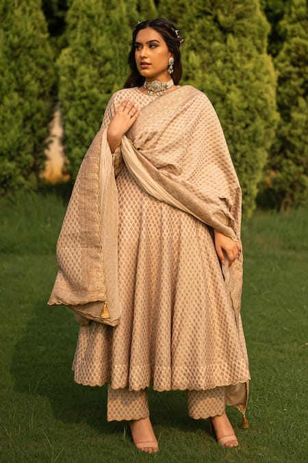 Safaa Azara Floral Woven Anarkali Set 