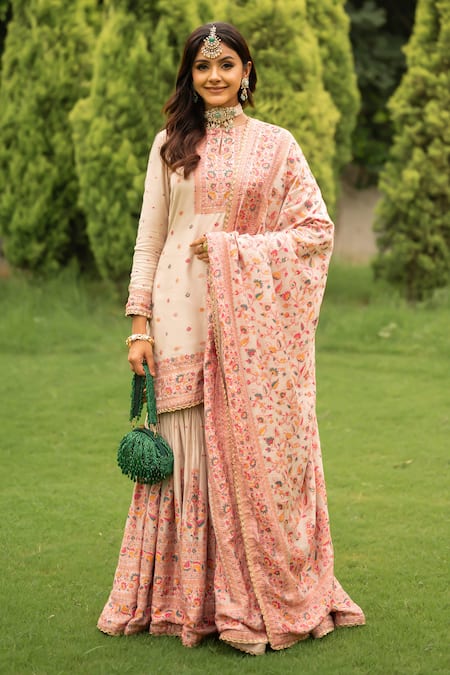 Safaa Gulbani Woven Kurta Gharara Set 