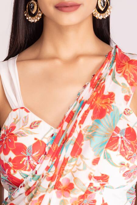 Buy Tanu Malhotra Multi Color Organza, Floral Digital Print Saree With Unstitched Blouse Piece Online at Aza Fashions Buy_Tanu Malhotra_Multi Color Organza, Floral Digital Print Saree With Unstitched Blouse Piece_Online_at_Aza_Fashions