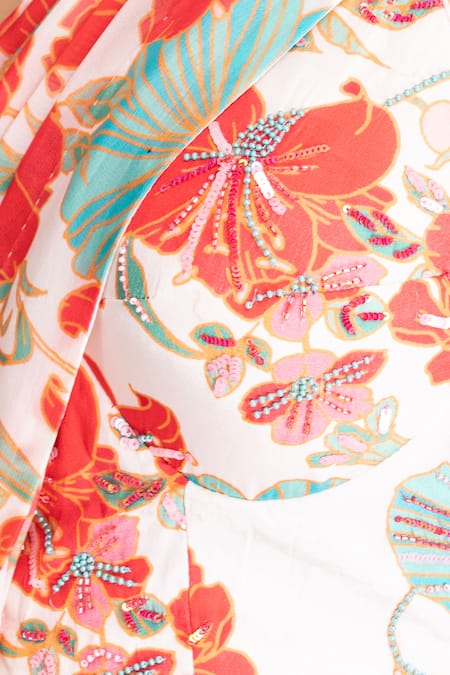 Shop Tanu Malhotra Multi Color Organza, Floral Digital Print Saree With Unstitched Blouse Piece Online at Aza Fashions Shop_Tanu Malhotra_Multi Color Organza, Floral Digital Print Saree With Unstitched Blouse Piece_Online_at_Aza_Fashions