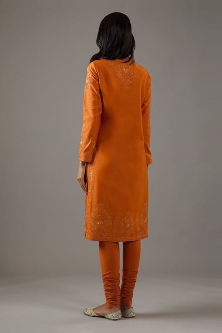 Balance By Rohit Bal Tonal Embroidered Chanderi Silk Kurta Set 