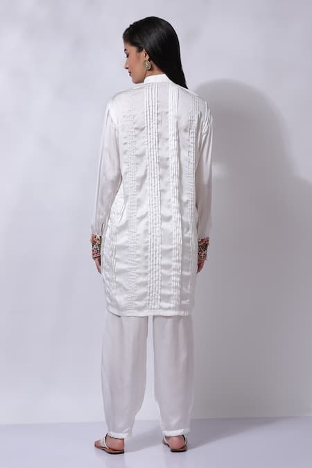 Sonali Gupta Embroidered Pintucked Tunic & Pant Set 