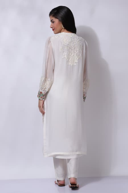 Sonali Gupta Floral Embroidered Straight Kurta & Pant Set 