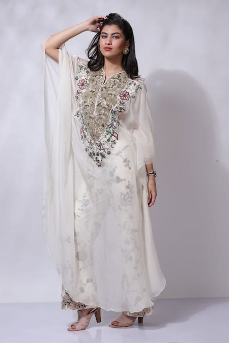 Sonali Gupta Hand Embroidered Kaftan With Pant 