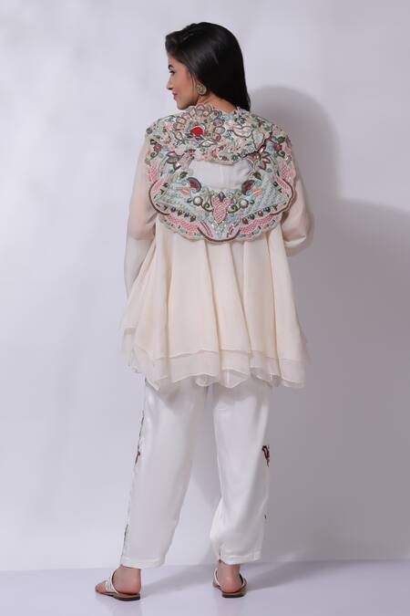 Sonali Gupta Floral Embroidered Jacket Pant Set 