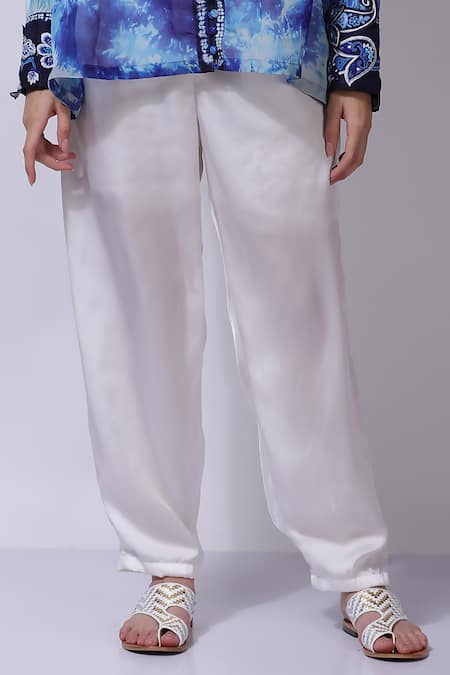 Buy_Sonali Gupta_Blue Silk Hand Embroidered Top And Pant Set _Online_at_Aza_Fashions