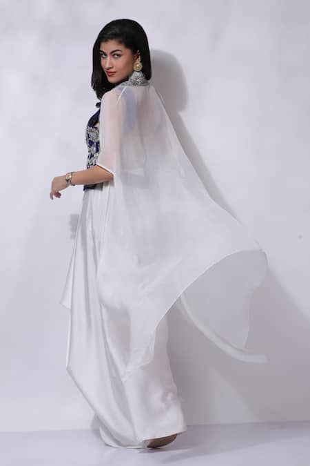 Sonali Gupta Embroidered Asymmetric Cape Skirt Set 