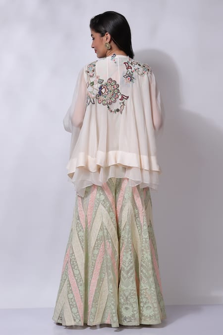Sonali Gupta Floral Embroidered Jacket Pant Set 