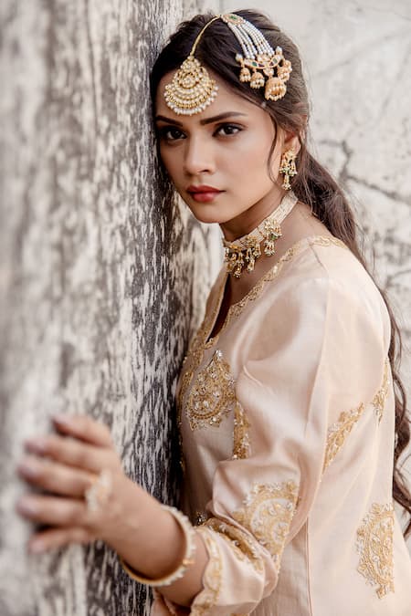 Buy Surbhi Shah Beige Pearl Embellished Kurta Pant Set Online at Aza Fashions Buy_Surbhi Shah_Beige Pearl Embellished Kurta Pant Set _Online_at_Aza_Fashions