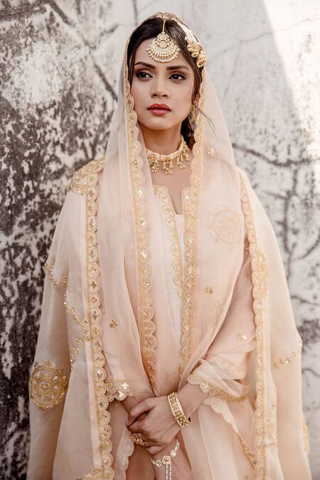 Surbhi Shah Beige Pearl Embellished Kurta Pant Set at Aza Fashions Surbhi Shah_Beige Pearl Embellished Kurta Pant Set _at_Aza_Fashions