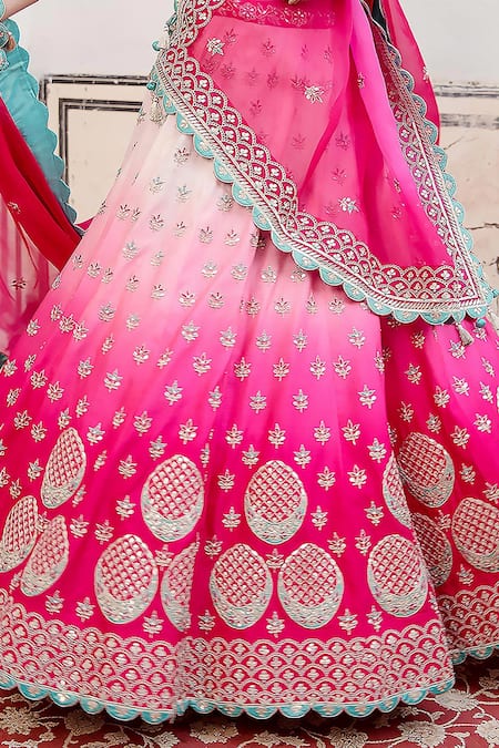 Surbhi Shah Pink Pure Spun Silk Embroidered Resham Round Lehenga Set at Aza Fashions Surbhi Shah_Pink Pure Spun Silk Embroidered Resham Round Lehenga Set _at_Aza_Fashions