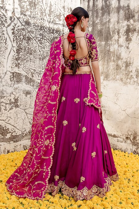 Shop Surbhi Shah Purple Pure Silk Hand Embroidered Marodi And Zardozi Work Broad Bridal Lehenga Set at Aza Fashions Shop_Surbhi Shah_Purple Pure Silk Hand Embroidered Marodi And Zardozi Work Broad Bridal Lehenga Set _at_Aza_Fashions