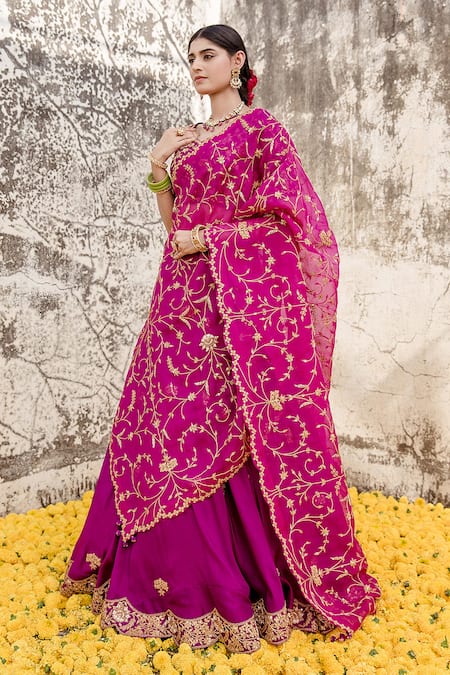 Buy Surbhi Shah Purple Pure Silk Hand Embroidered Marodi And Zardozi Work Broad Bridal Lehenga Set Online at Aza Fashions Buy_Surbhi Shah_Purple Pure Silk Hand Embroidered Marodi And Zardozi Work Broad Bridal Lehenga Set _Online_at_Aza_Fashions