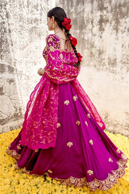 Surbhi Shah Purple Pure Silk Hand Embroidered Marodi And Zardozi Work Broad Bridal Lehenga Set at Aza Fashions Surbhi Shah_Purple Pure Silk Hand Embroidered Marodi And Zardozi Work Broad Bridal Lehenga Set _at_Aza_Fashions