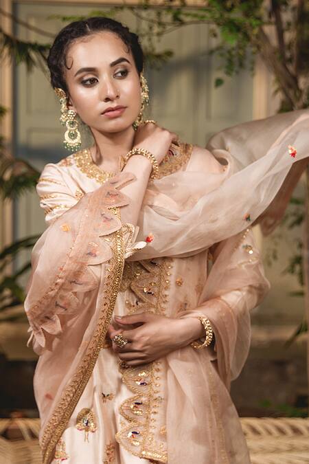 Shop Surbhi Shah Beige Silk Marodi Embroidered Kurta Set Online at Aza Fashions Shop_Surbhi Shah_Beige Silk Marodi Embroidered Kurta Set _Online_at_Aza_Fashions