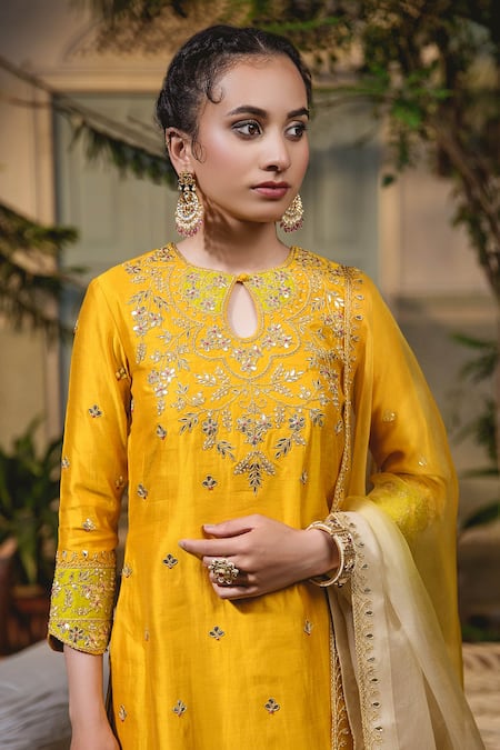 Shop Surbhi Shah Yellow Marodi Embroidered Silk Kurta Sharara Set Online at Aza Fashions Shop_Surbhi Shah_Yellow Marodi Embroidered Silk Kurta Sharara Set _Online_at_Aza_Fashions